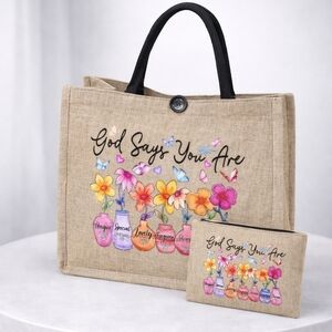 "God says you are.. " Tote and makeup bag Set